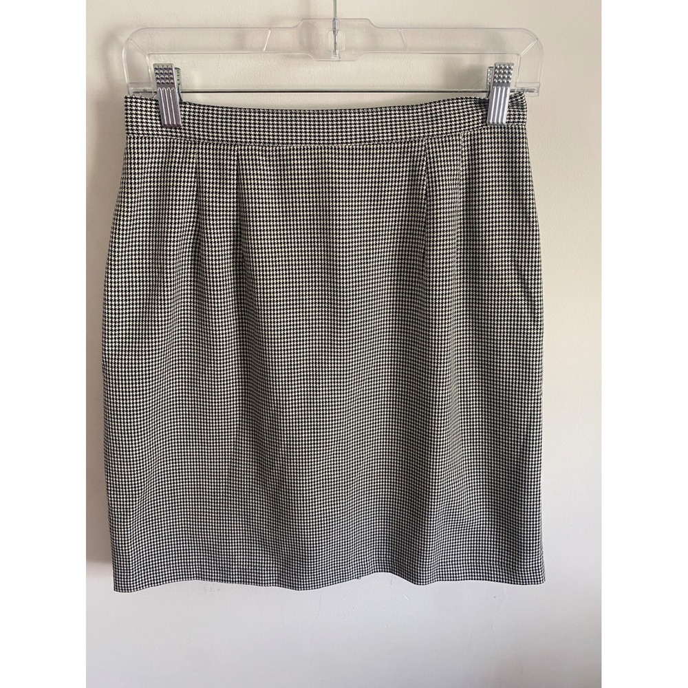 Briggs New York Petite Vintage Houndstooth Pencil Skirt Black White 10P 1314-510
